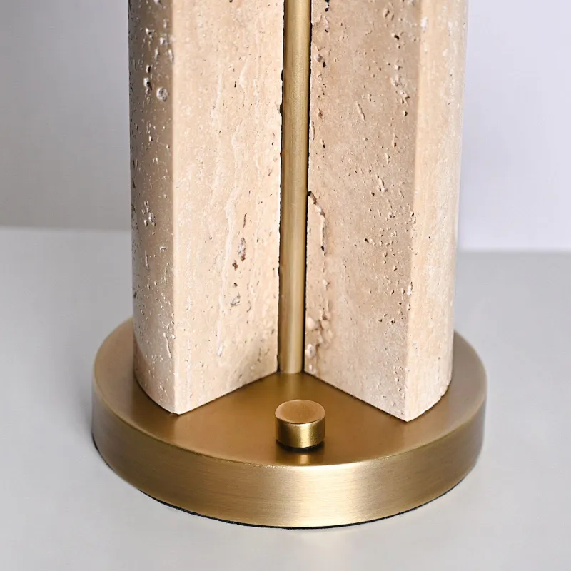 Art light centrosphere travertine marble dimmable desk table lamp whith fabric shade for living room bedroom