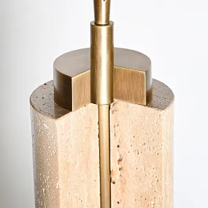 Art light centrosphere travertine marble dimmable desk table lamp whith fabric shade for living room bedroom